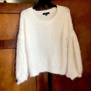 Fuzzy Sweater with Balloon Sleeves